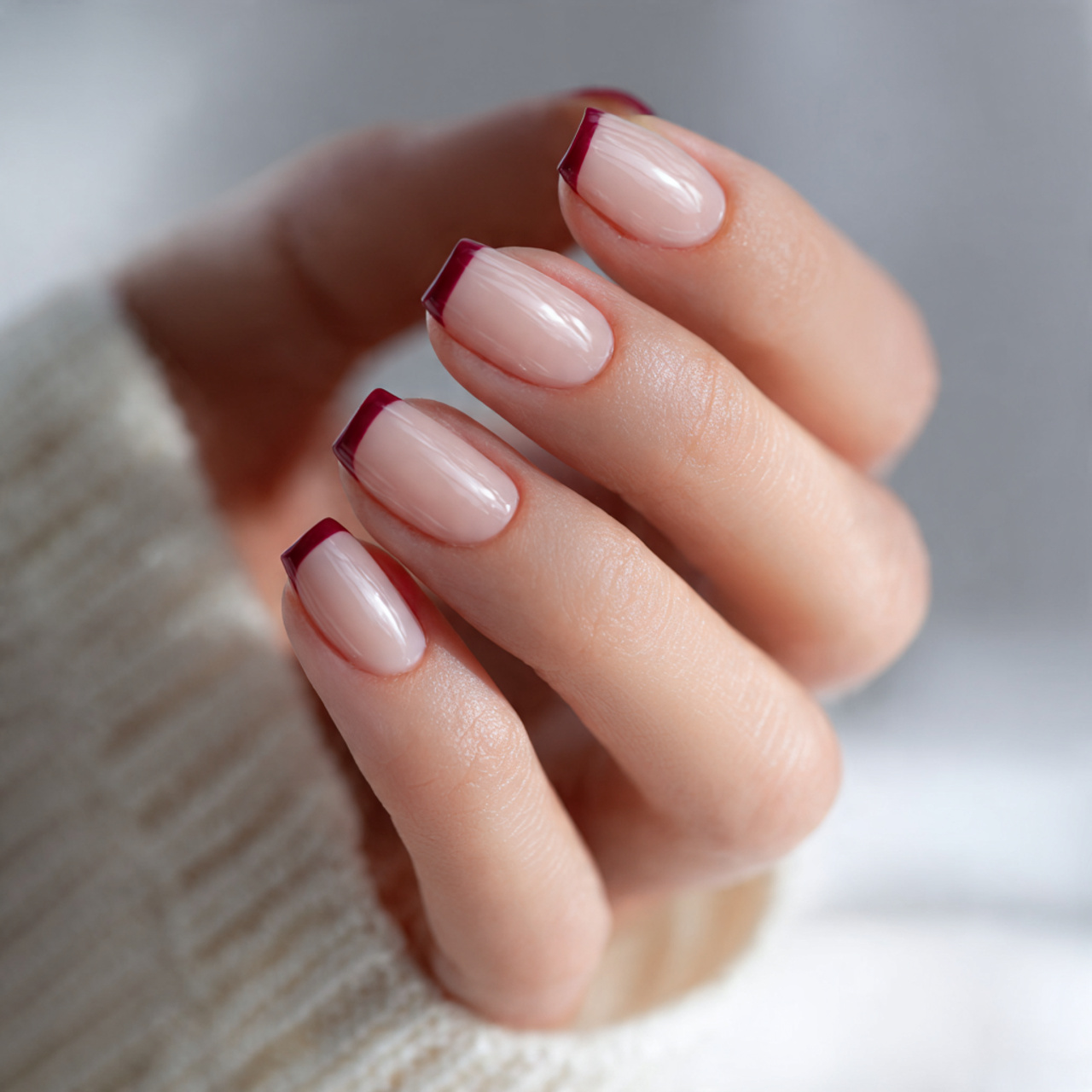 Burgundy French Tip Nails: 18 Classy, Bold & Must-Try Styles 13 Minimalist Burgundy French Tip Nails