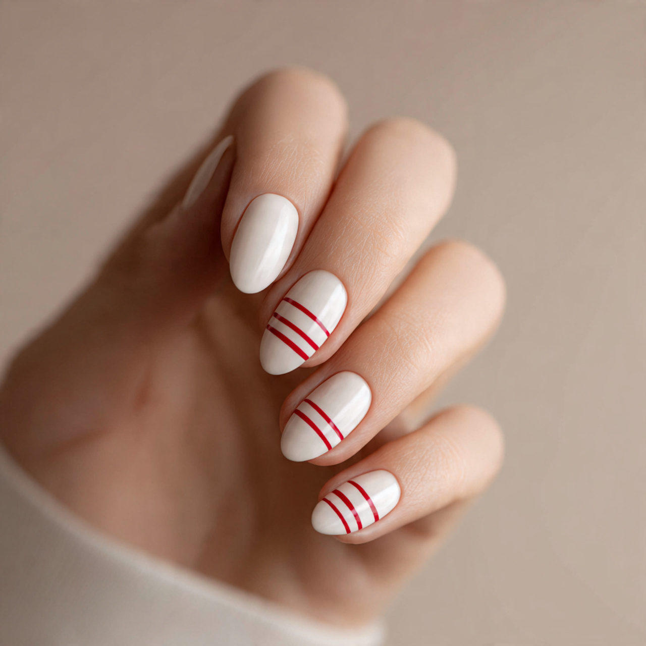 Minimalist White and Red Nails