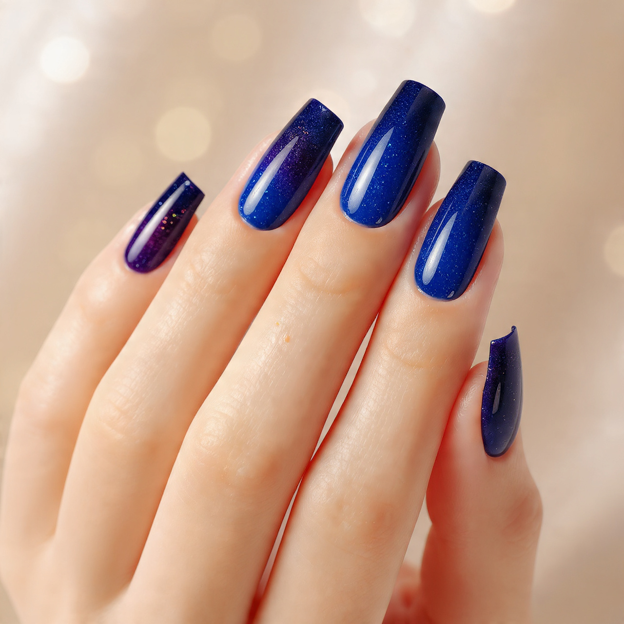 Ombre Dark Blue Nails
