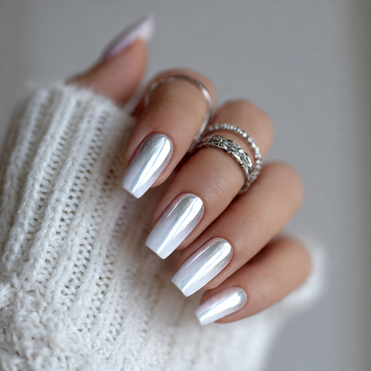 White Chrome Nails: 17 Stunning Styles to Try This Year 3 Ombre White Chrome Nails