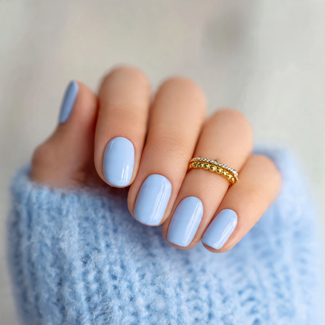 Pastel Light Blue Nails