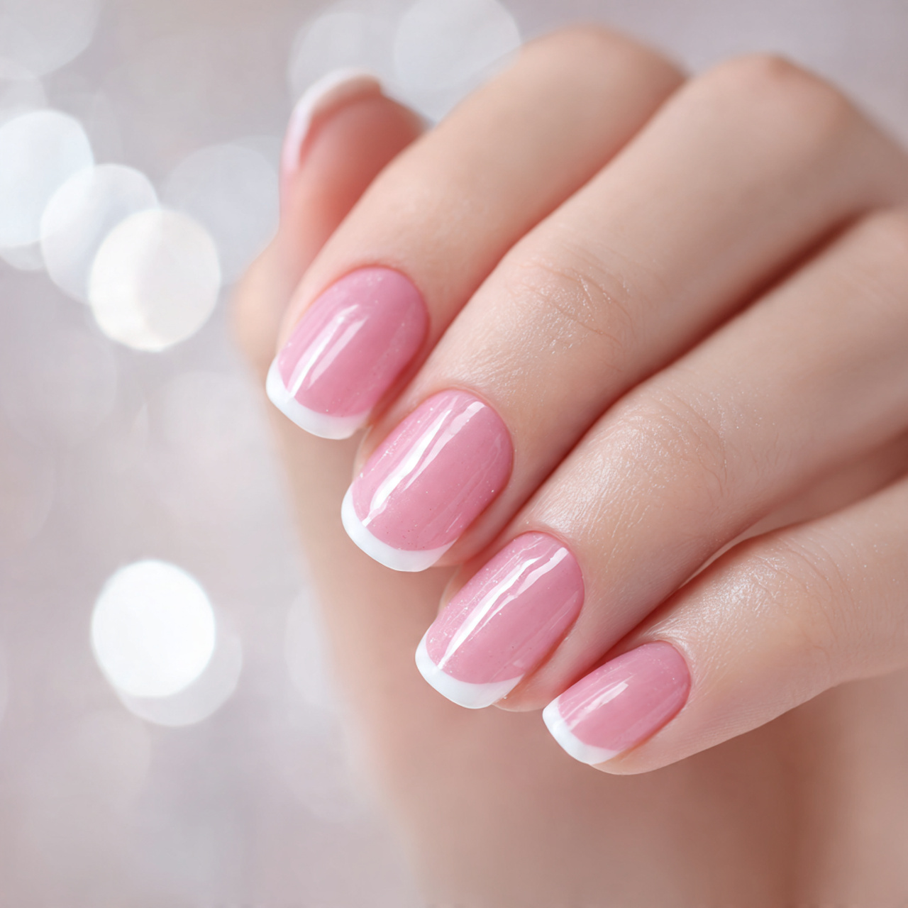 Pink And White French Tip Nails