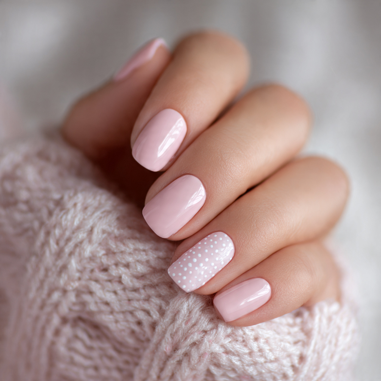 Pink And White Short Nails