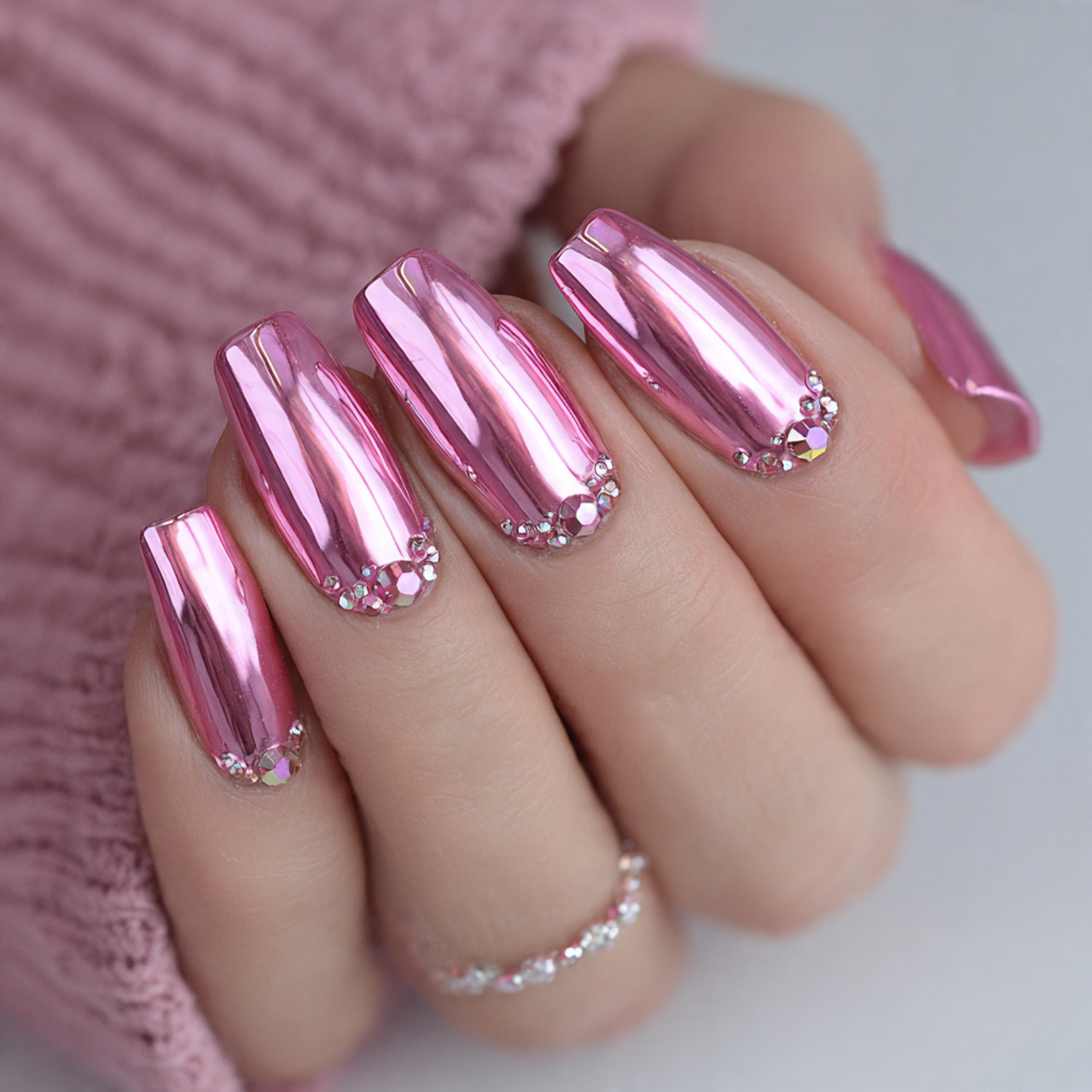 Pink Chrome Nail Art