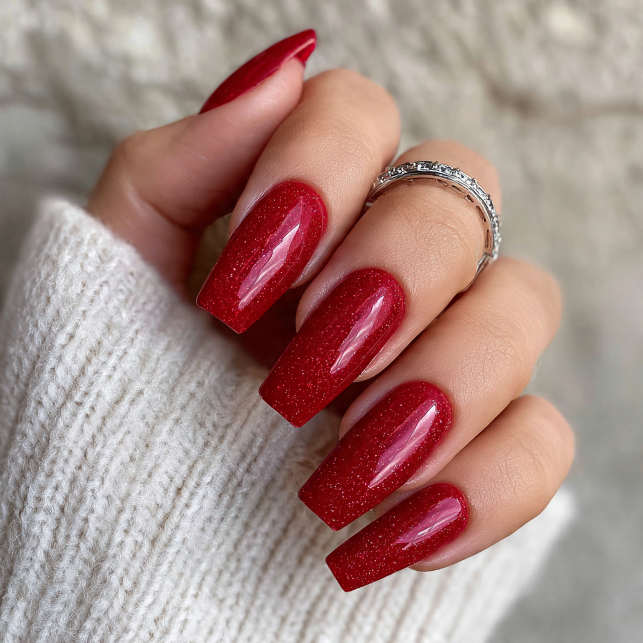Red Prom Nails: 15 Stunning Ideas for a Glam Night Look 7 Red Acrylic Prom Nails