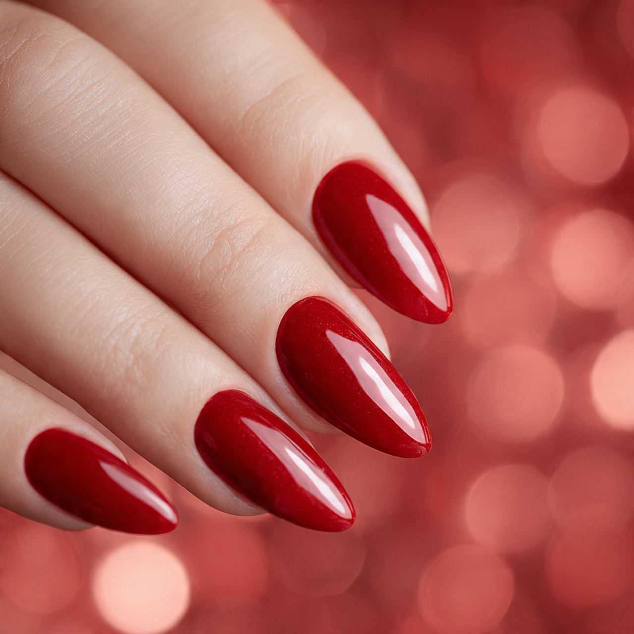 Red Almond Acrylic Nails