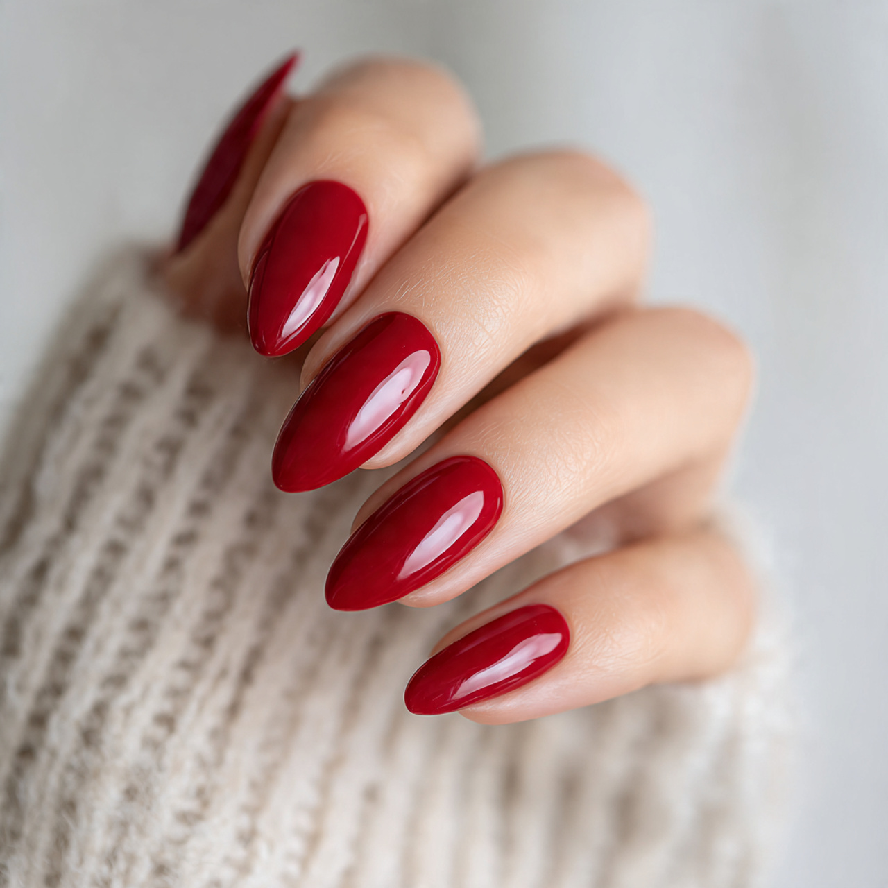 Red Almond Gel Nails