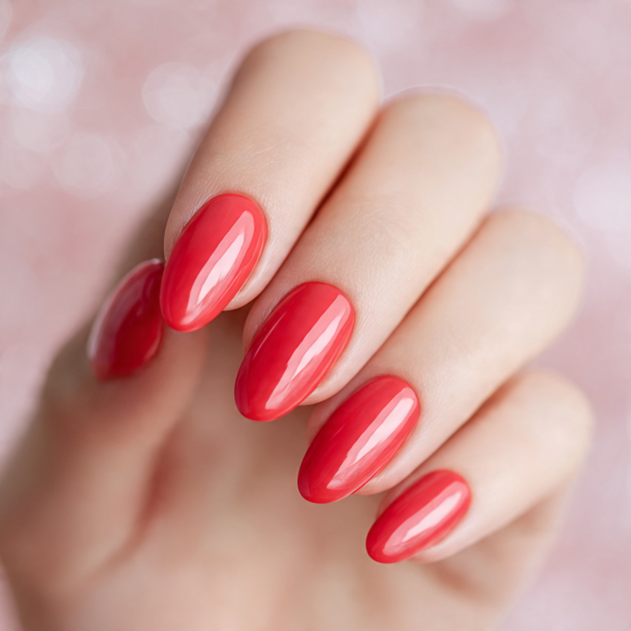Red Almond Nails Design