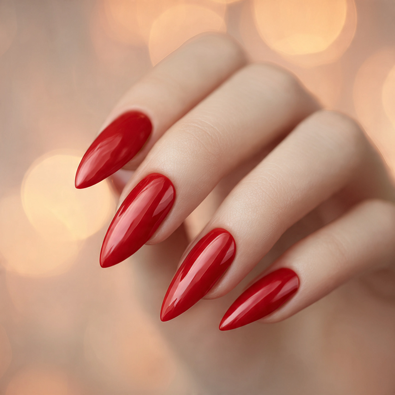 Red Almond Stiletto Nails