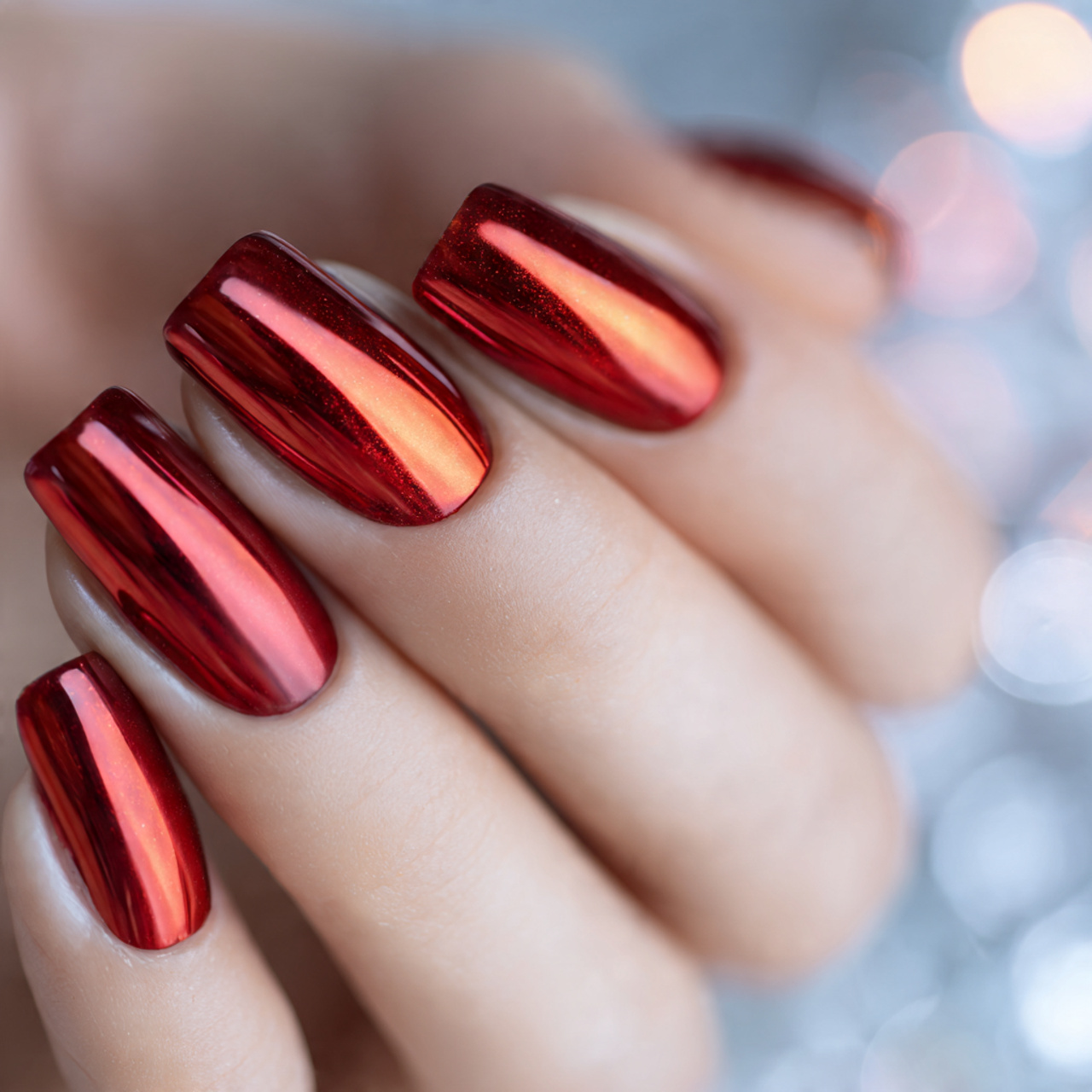 Red Chrome Nails Design