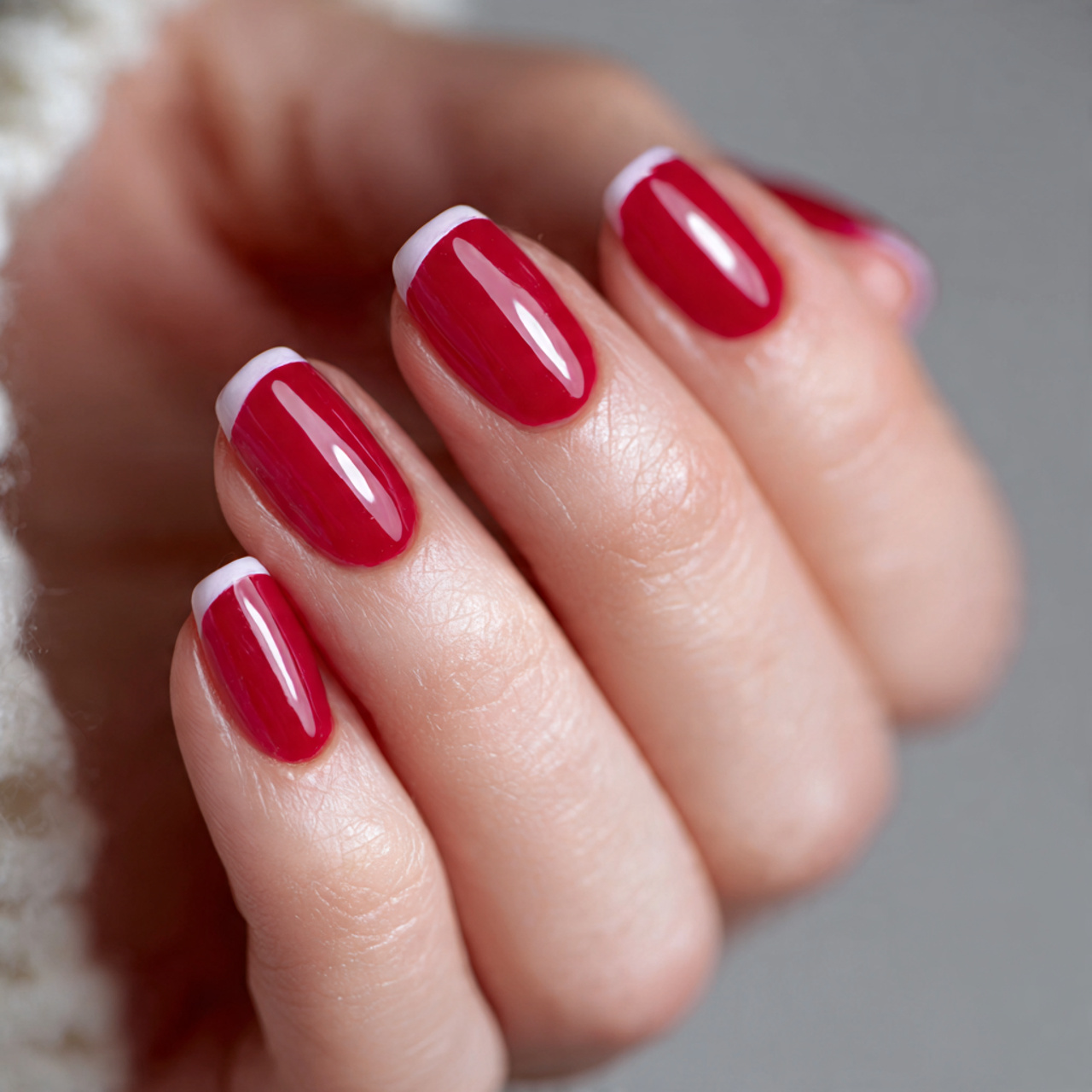 Red French Tip Nails Design