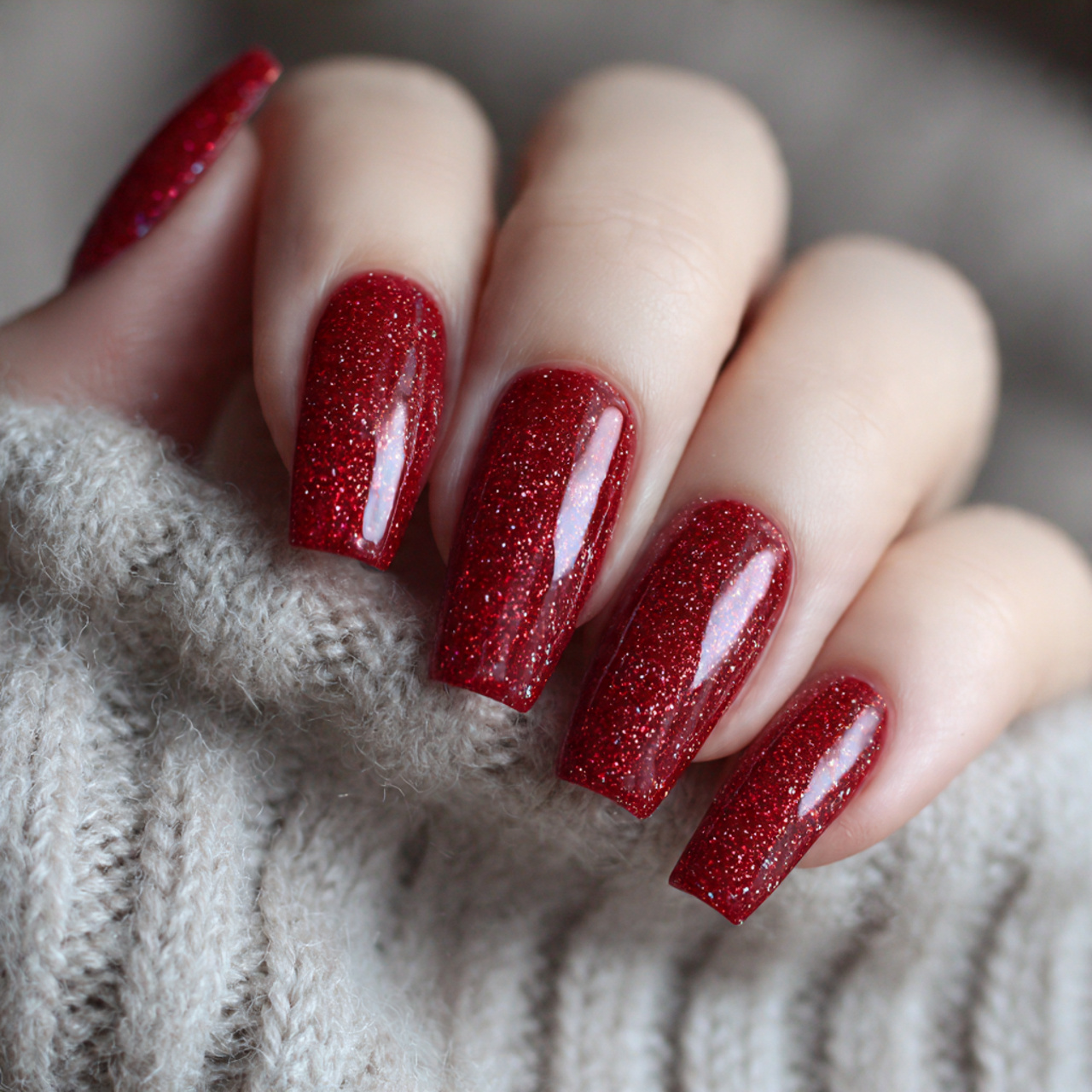 Red Prom Nails: 15 Stunning Ideas for a Glam Night Look 2 Red Prom Nails with Glitter
