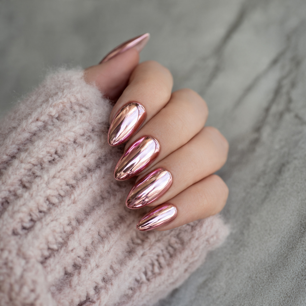 Rose Gold Chrome Nails