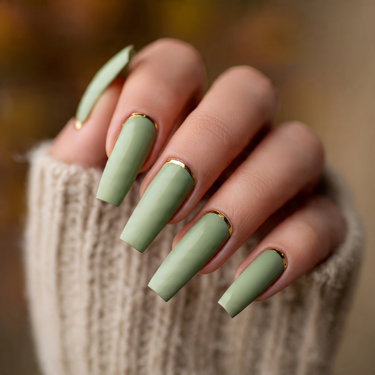 Sage Green Nails: 15 Fresh, Classy & Modern Styles 12 Sage Green Coffin Nails