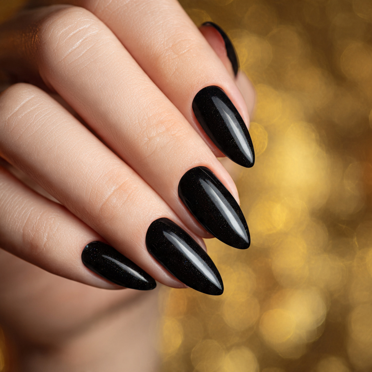 Short Black Almond Nails