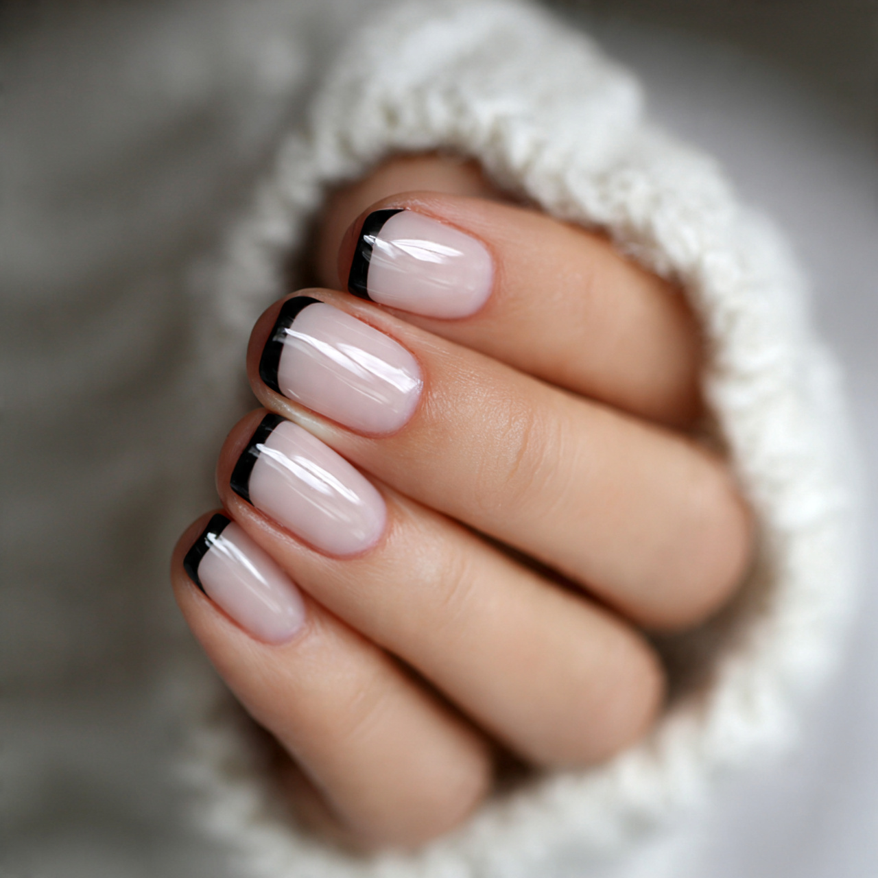 Short Black Nails: 15 Chic Designs You’ll Absolutely Love 5 Short Black Nails with French Tips