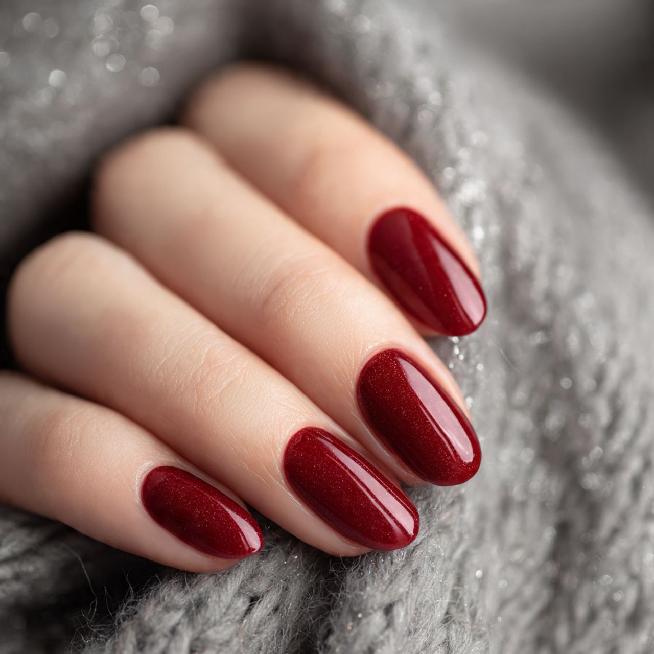 Short Cherry Red Nails