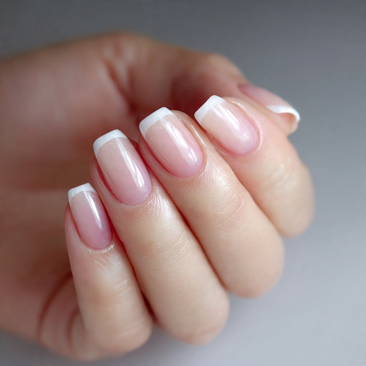 Natural French Tip Acrylic Nails