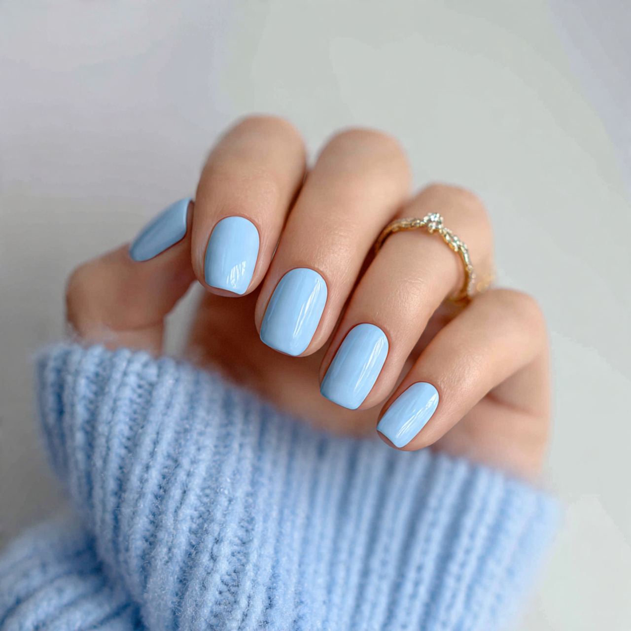 Short Light Blue Nails Ideas