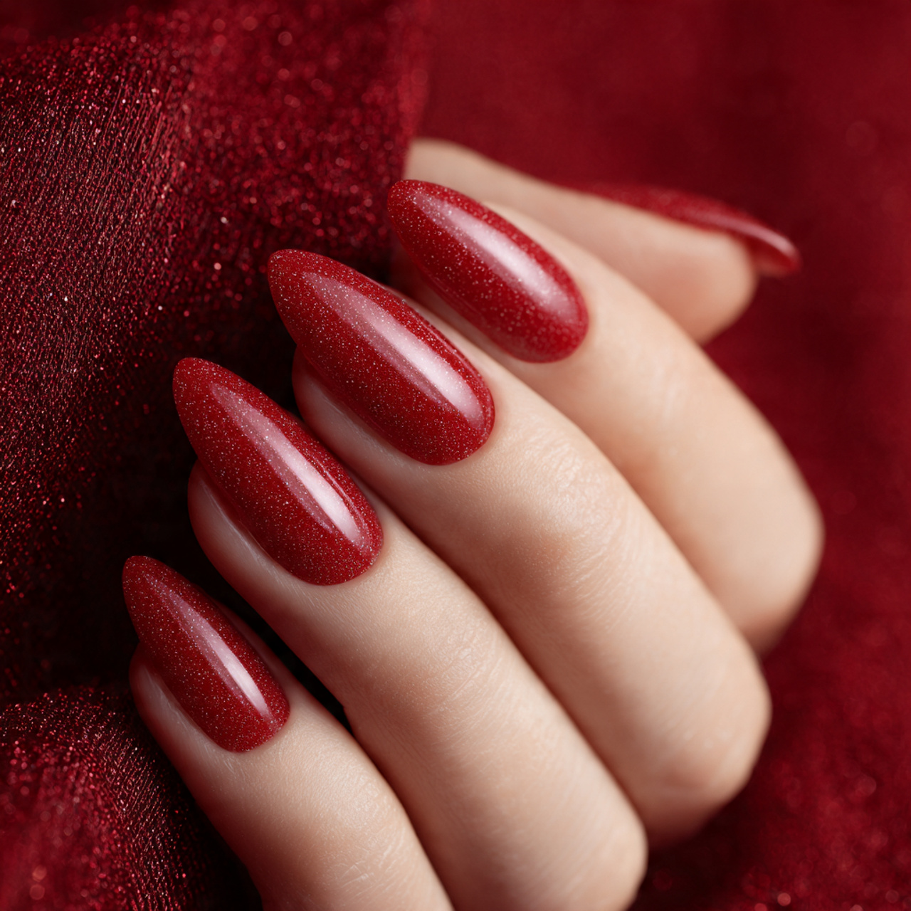 Short Red Almond Nails