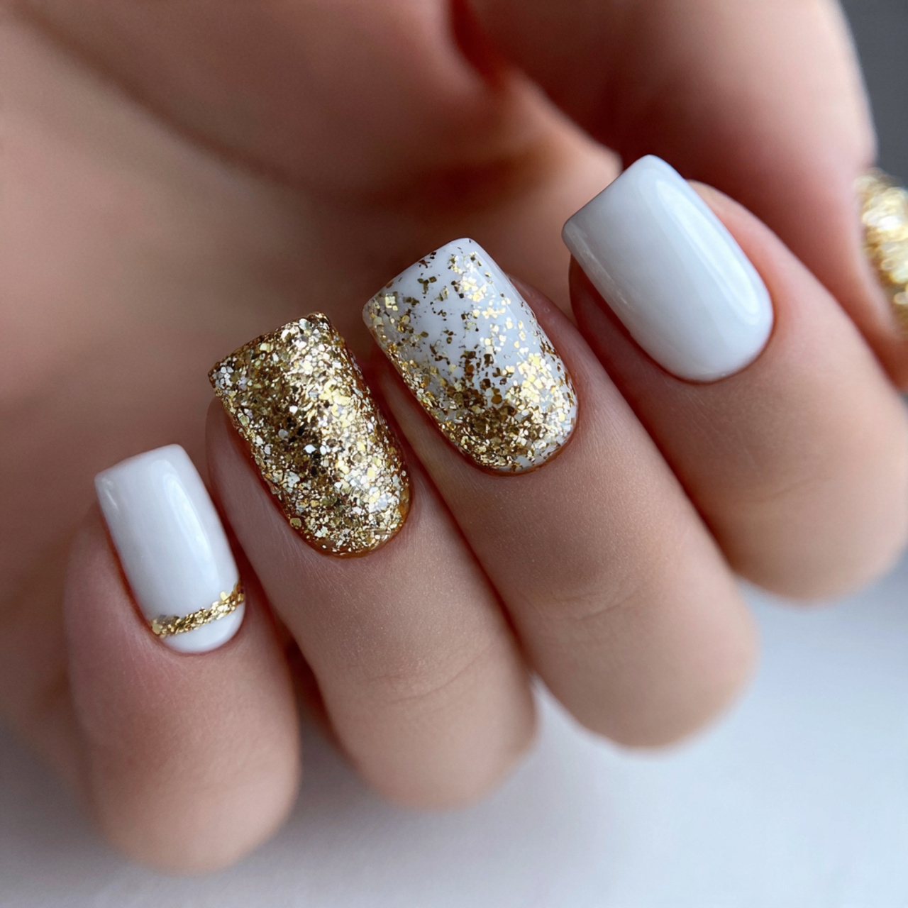 White and Gold Nails: 17 Chic Designs You’ll Love 4 Short White And Gold Nail Ideas