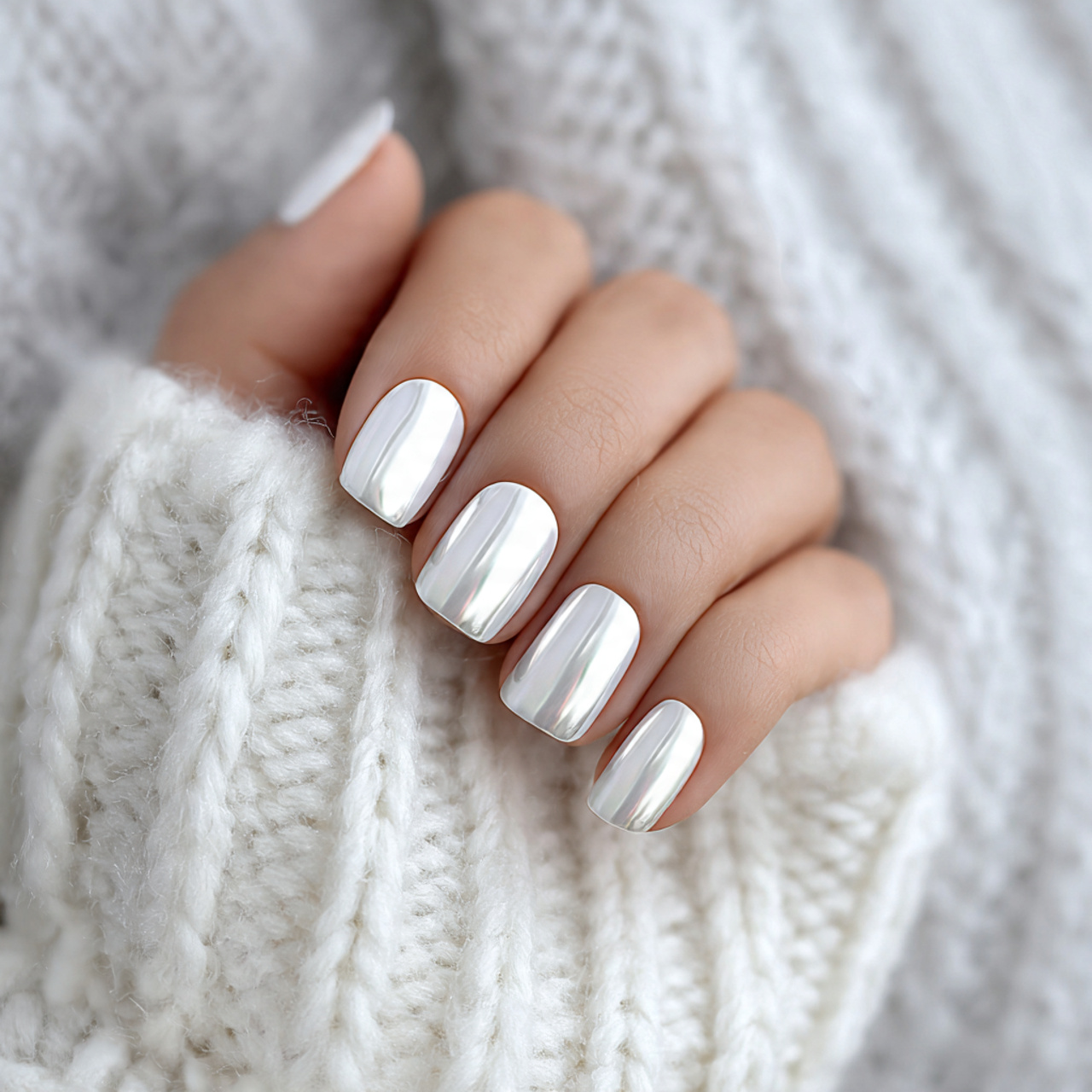 White Chrome Nails: 17 Stunning Styles to Try This Year 1 Short White Chrome Nails