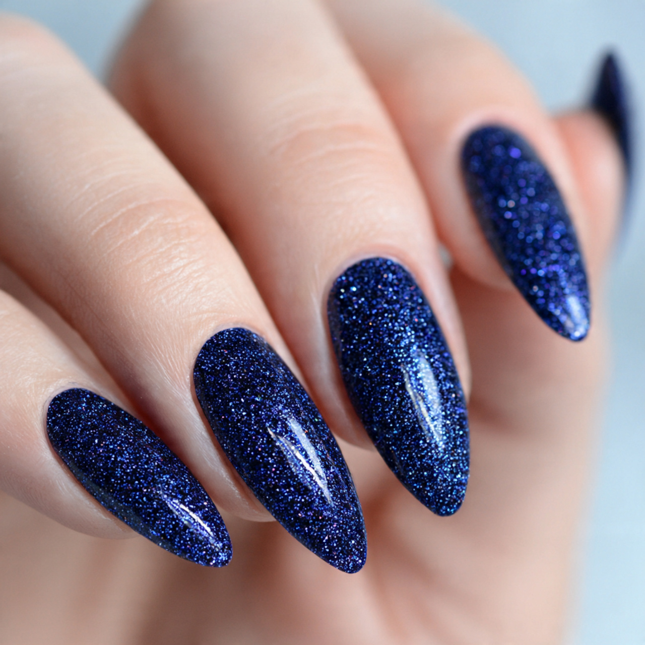 Sparkle Dark Blue Nails
