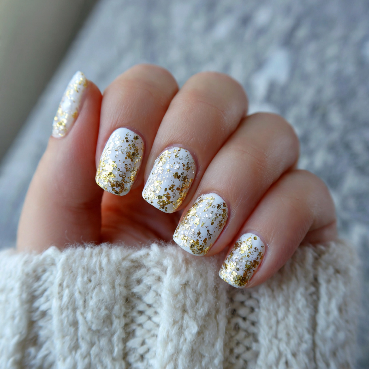 White and Gold Nails: 17 Chic Designs You’ll Love 9 Sparkly White And Gold Nails