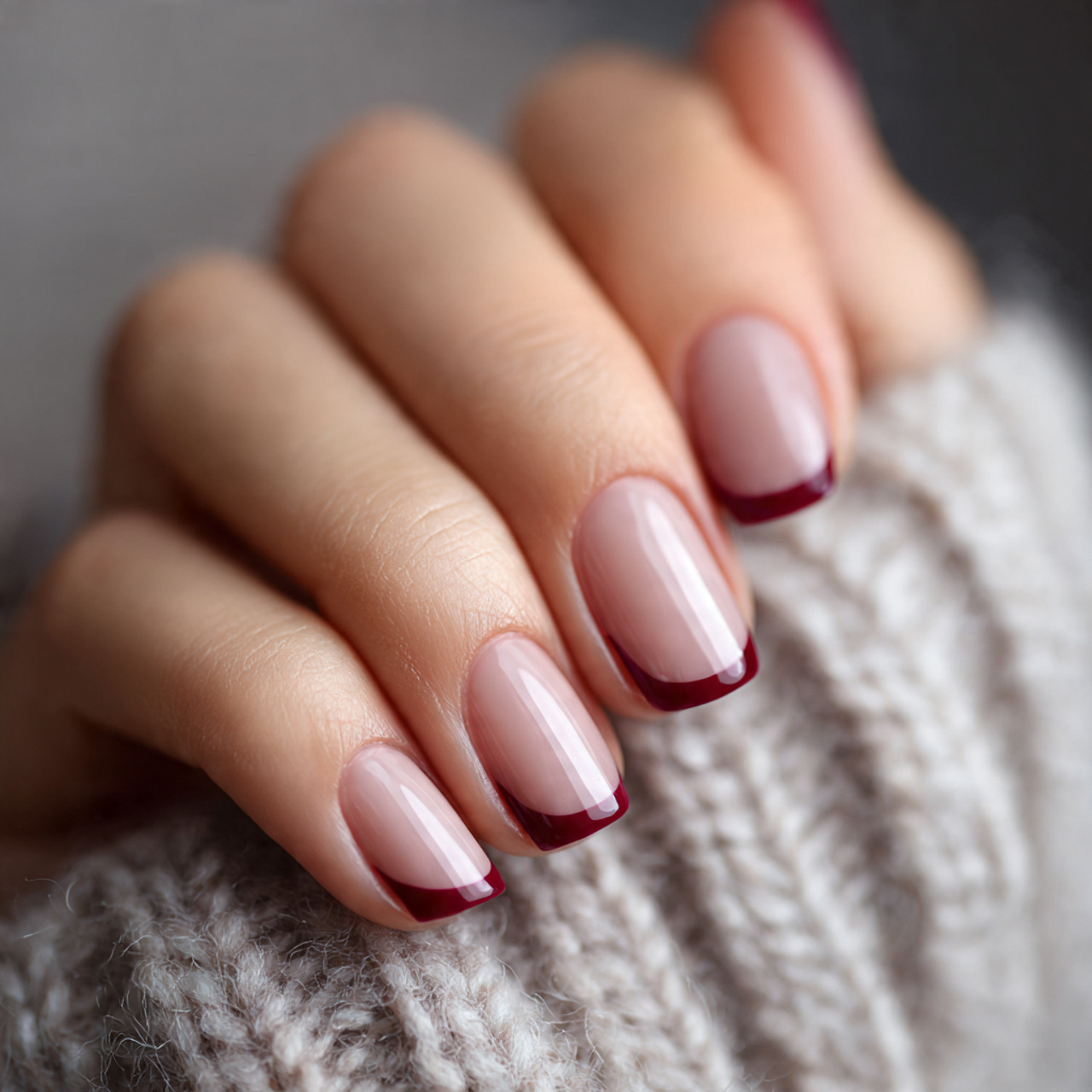 Burgundy French Tip Nails: 18 Classy, Bold & Must-Try Styles 9 Square Burgundy French Tip Nails