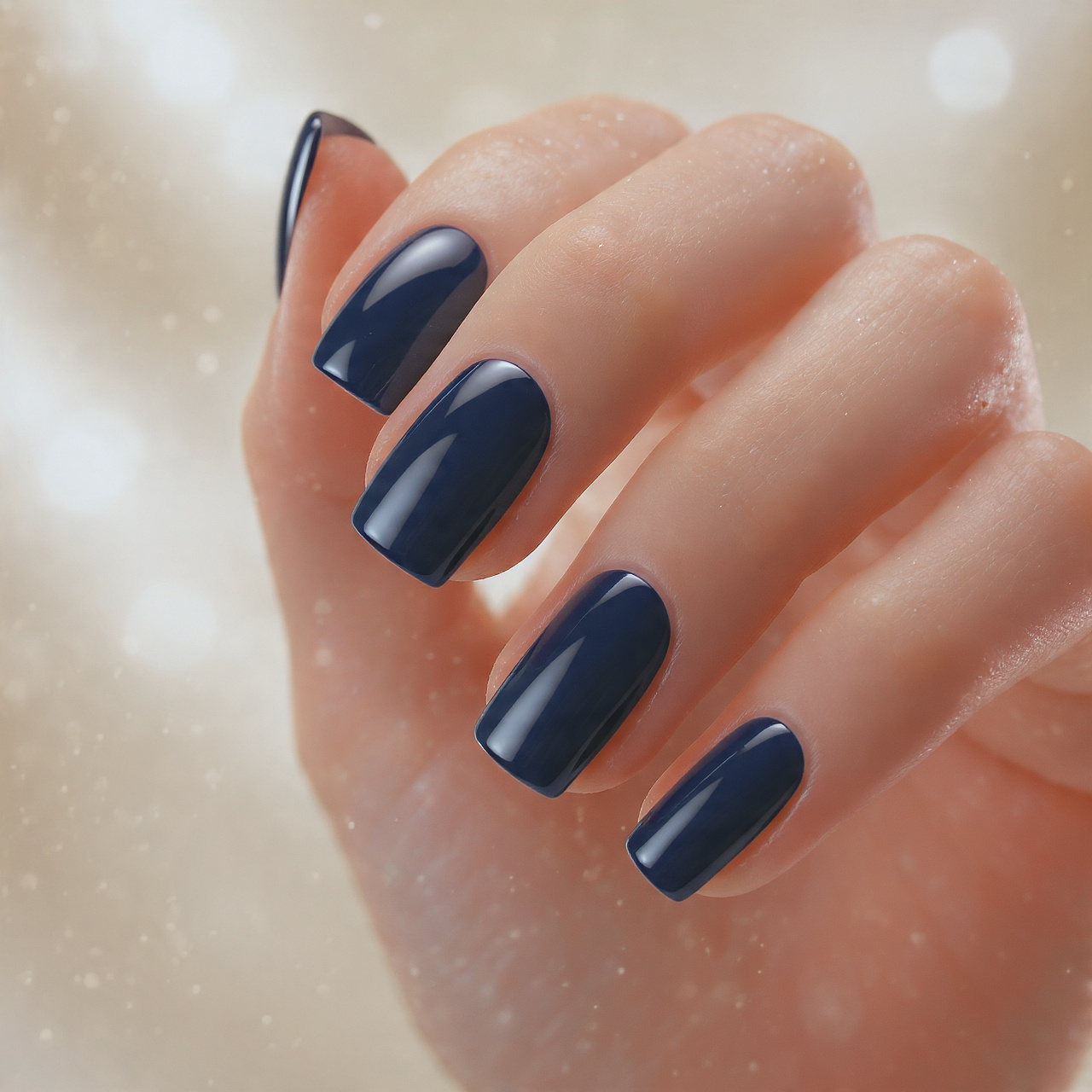 Square Dark Blue Nails