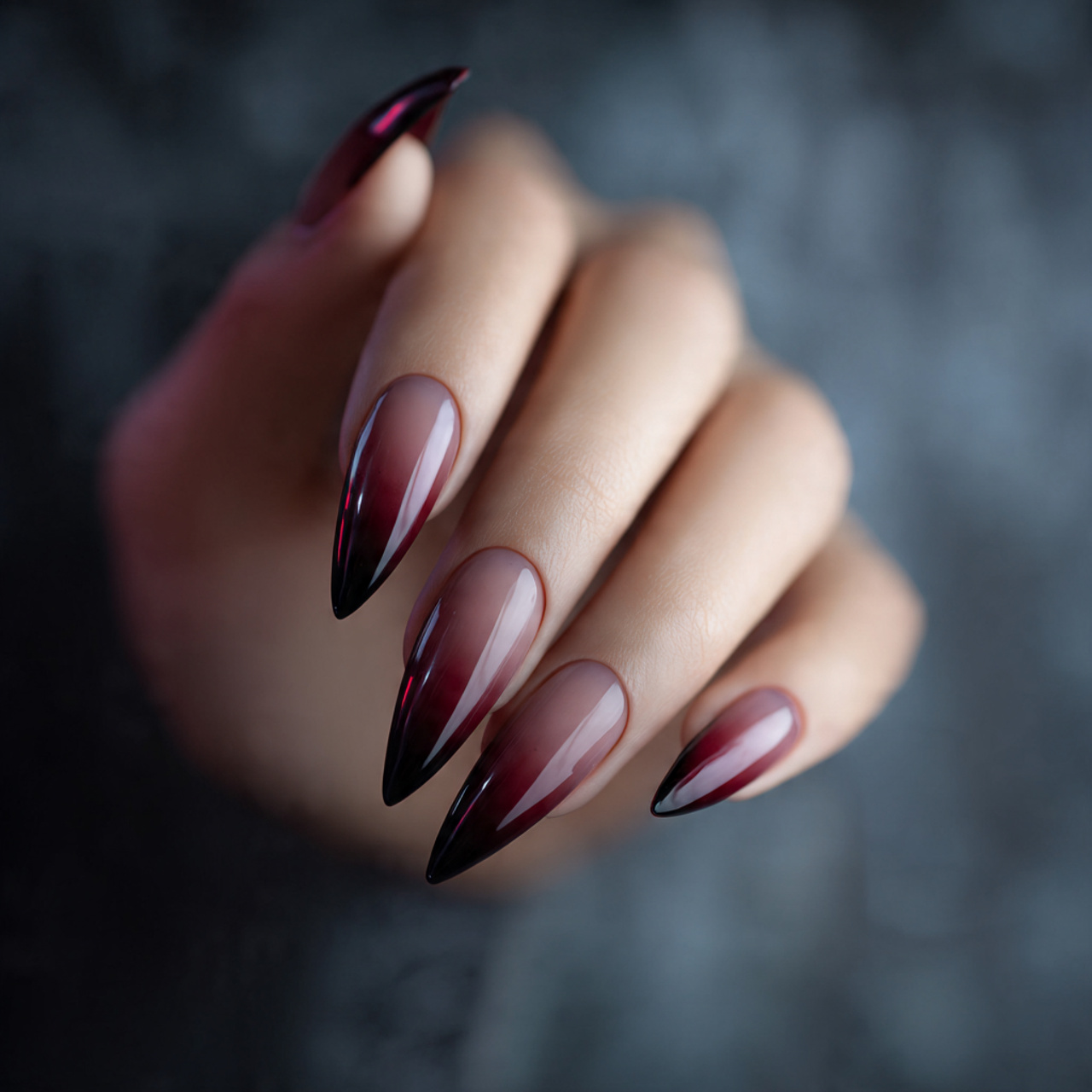 Burgundy French Tip Nails: 18 Classy, Bold & Must-Try Styles 10 Stiletto Burgundy French Tip Nails