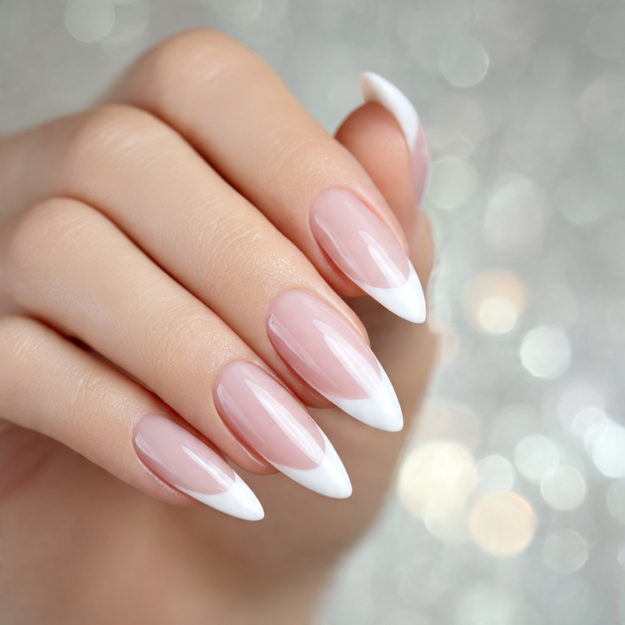 Stiletto French Tip Acrylic Nails