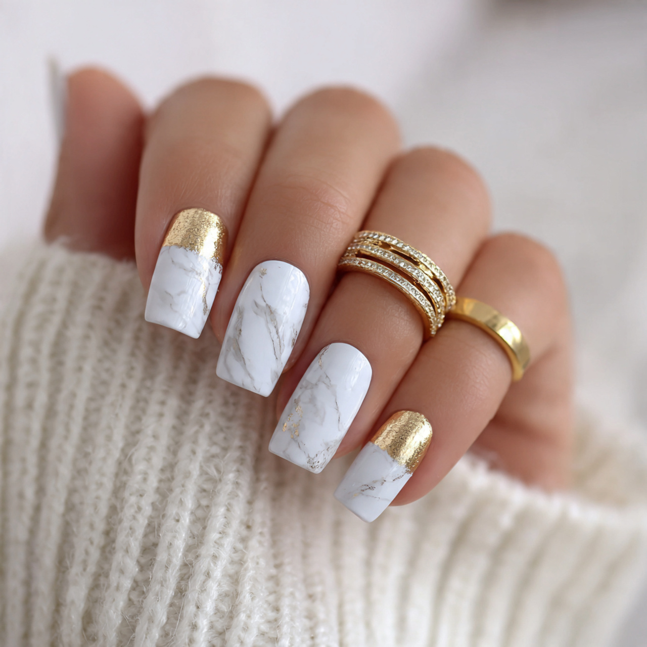 White and Gold Nails: 17 Chic Designs You’ll Love 8 White And Gold Matte Nails
