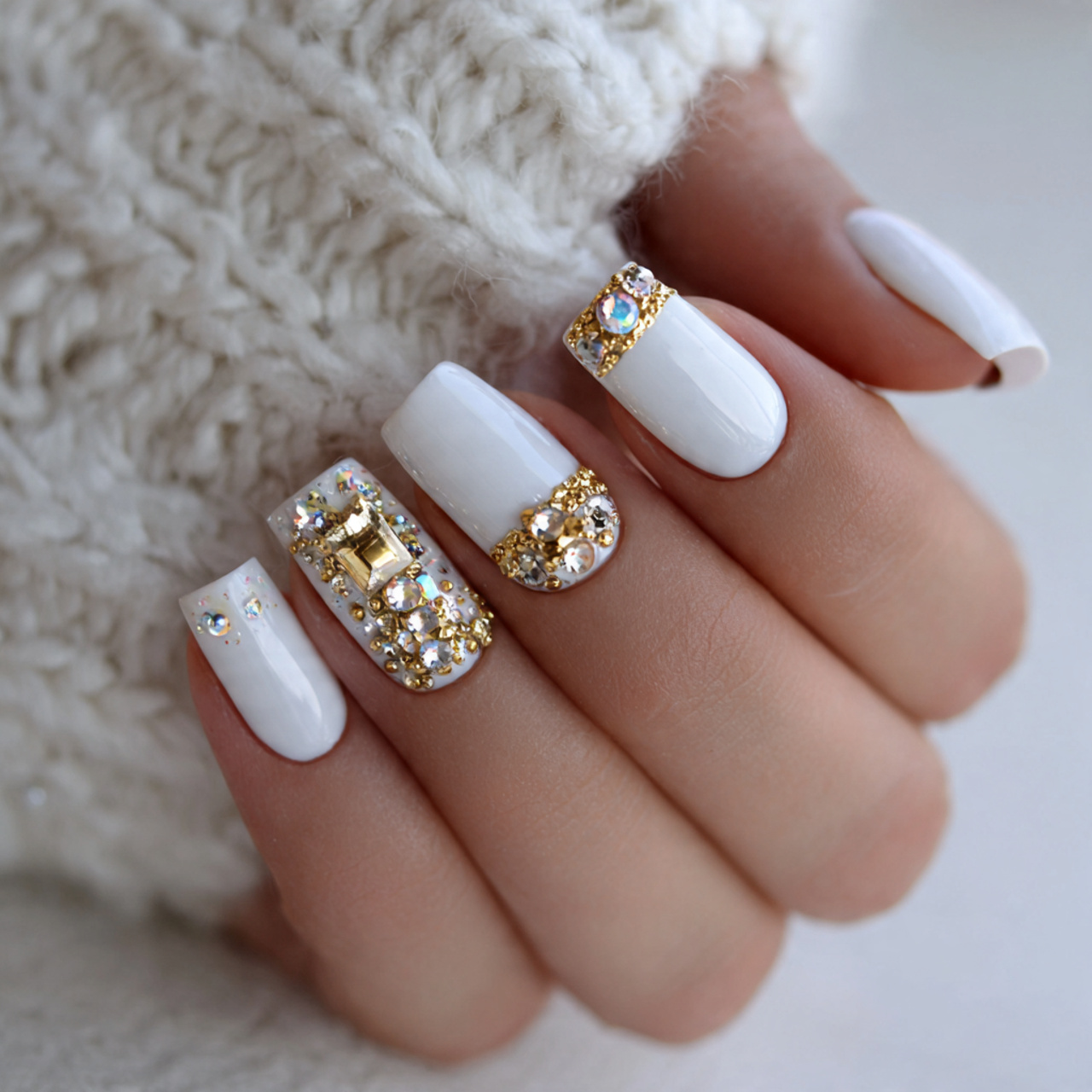 White and Gold Nails: 17 Chic Designs You’ll Love 14 Wedding-Ready White And Gold Nails