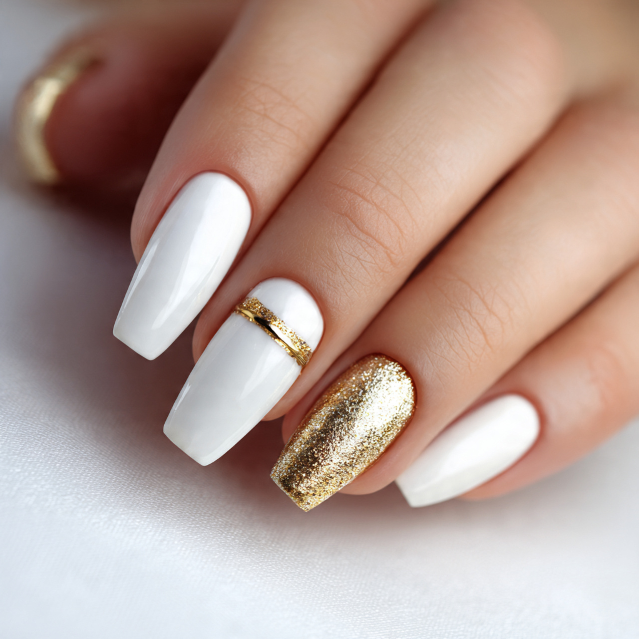 White and Gold Nails: 17 Chic Designs You’ll Love 15 Celebrity-Inspired White And Gold Nails