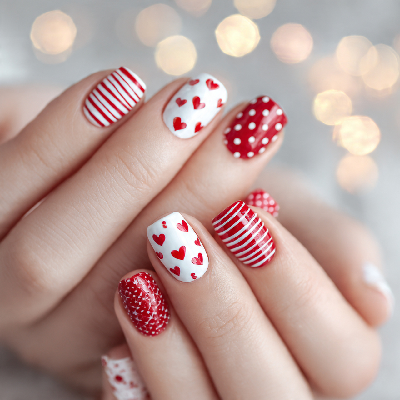 White and Red Nail Art Designs