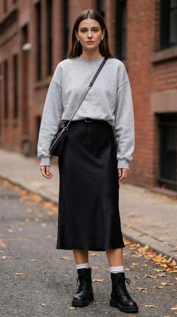 17 Casual Outfit Ideas That Make You Look Stylish Instantly 18 Sweatshirt over slip dre