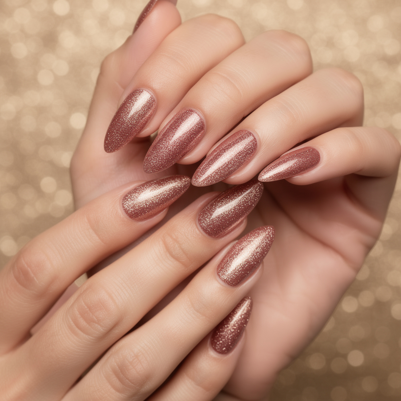 Glitter Almond Nails Designs